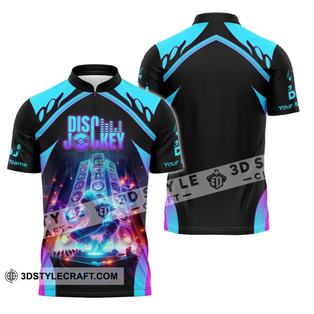 Unisex Shirt - Custom Text Dis Jockey Shirt Zipper Polo Shirt / S T-shirt