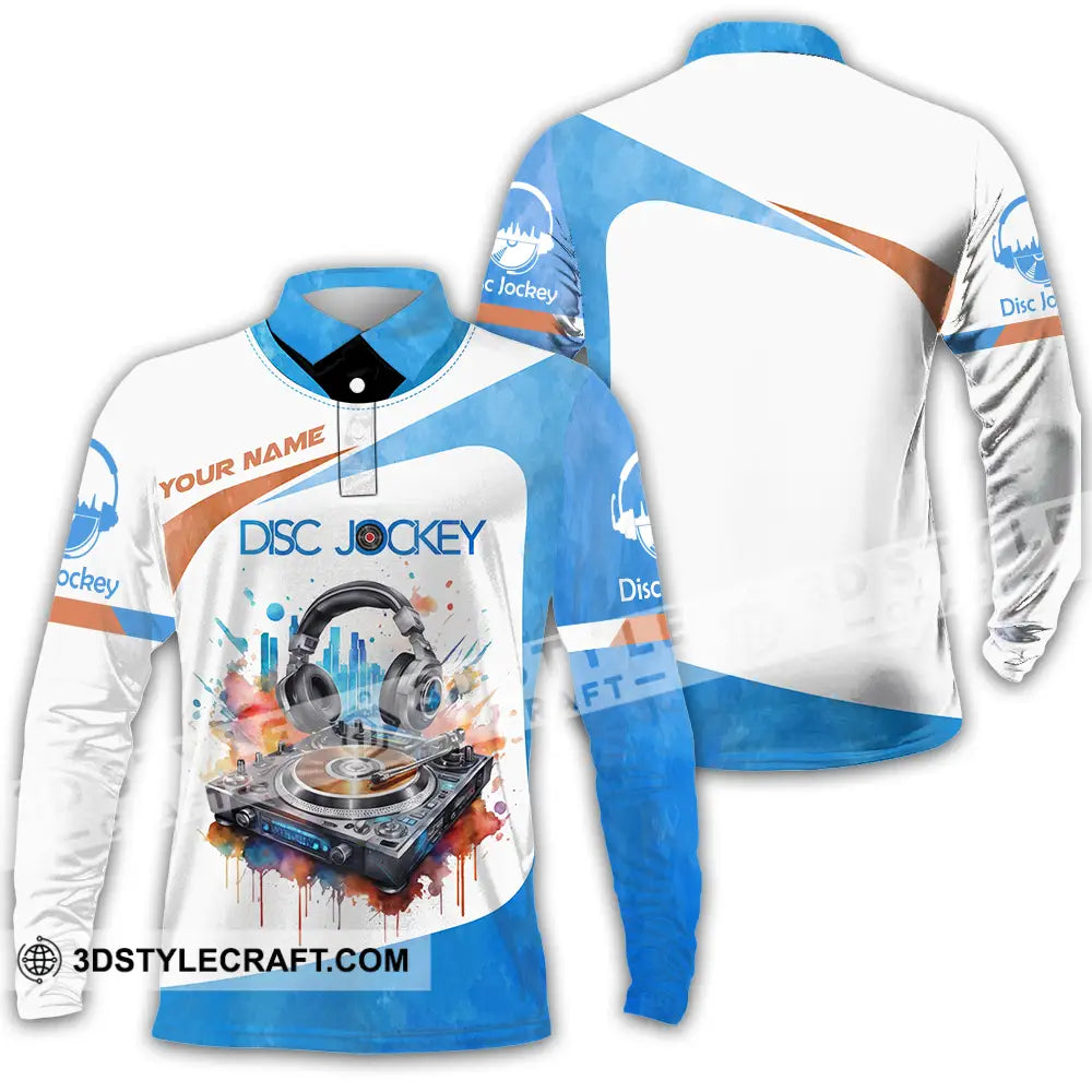 Unisex Shirt - Custom Text Shirt Disc Jockey Shirt Long Sleeve Polo / S T-shirt