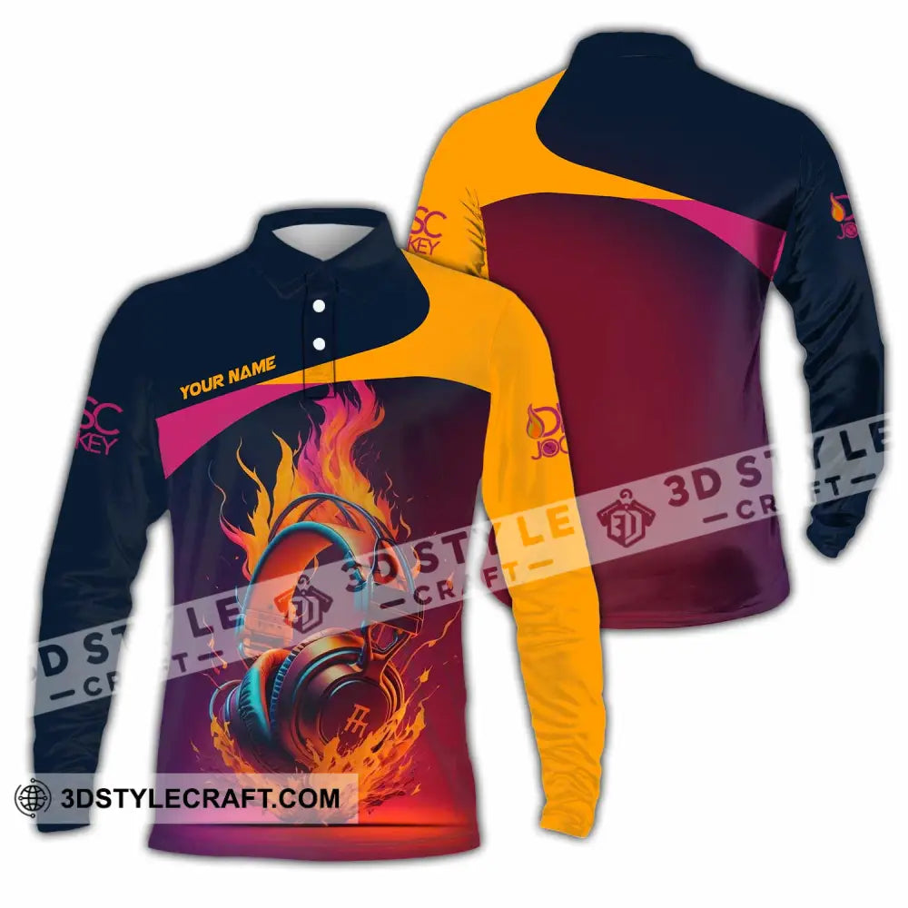 Unisex Shirt - Custom Text Disc Jockey Long Sleeve Polo / S T-Shirt