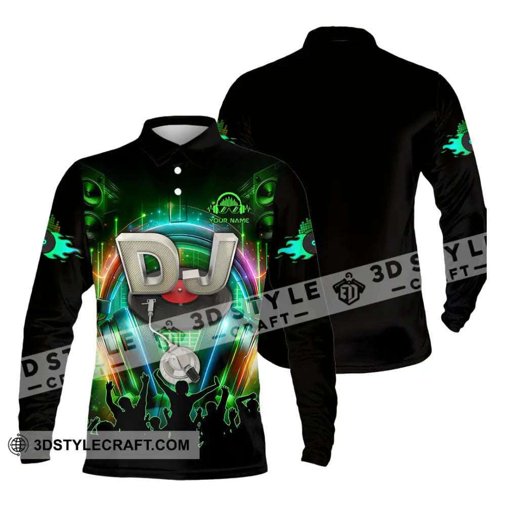Unisex Shirt - Custom Text Shirt Disc Jockey Shirt Long Sleeve Polo / S T-shirt