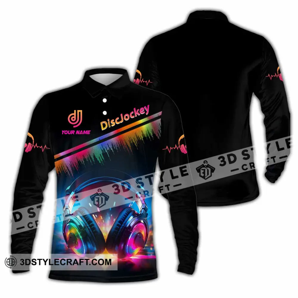 Unisex Shirt - Custom Text Disc Jockey Long Sleeve Polo / S T-Shirt