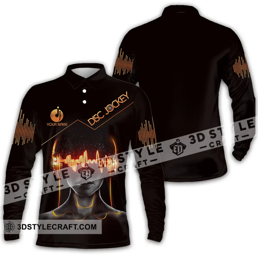 Unisex Shirt - Custom Text Disc Jockey Long Sleeve Polo / S T-Shirt