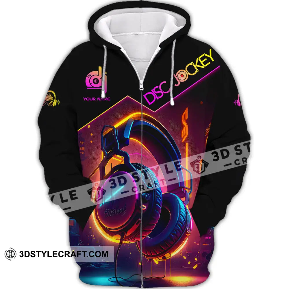 Unisex Shirt - Custom Text Shirt Disc Jockey Shirt Zipper Hoodie / S T-shirt