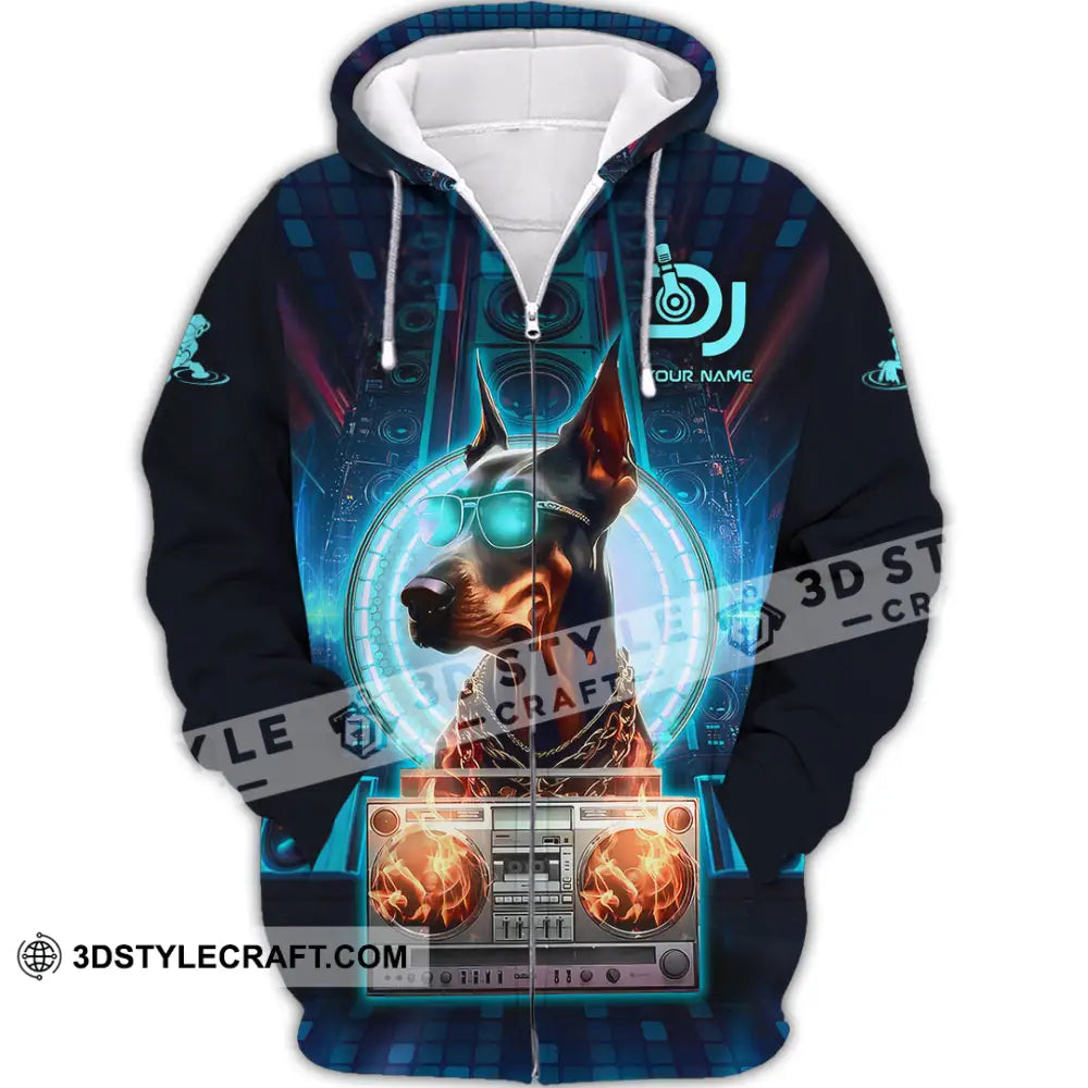 Unisex Shirt - Custom Text Shirt Disc Jockey Zipper Hoodie / S T-shirt