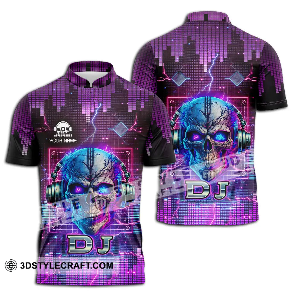 Unisex Shirt - Custom Text Disc Jockey Zipper Polo / S T-Shirt