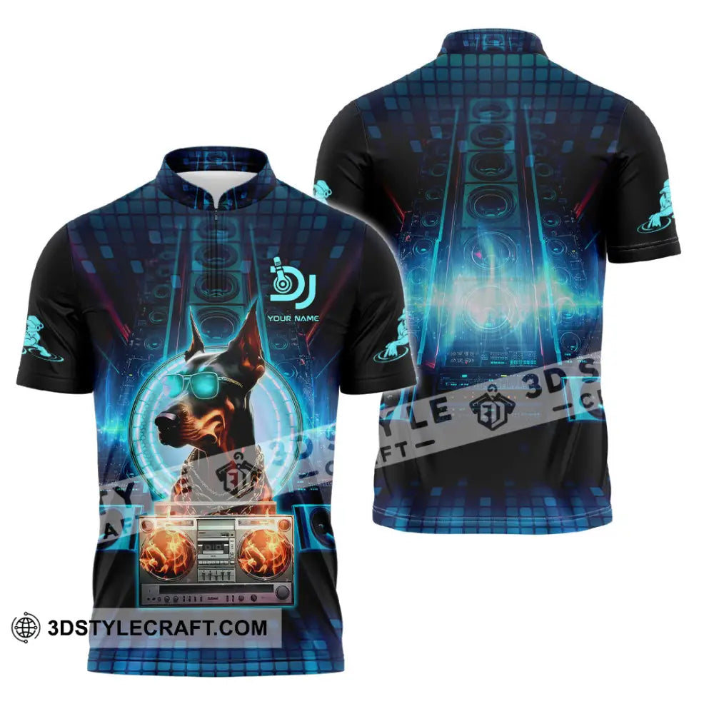 Unisex Shirt - Custom Text Shirt Disc Jockey Zipper Polo Shirt / S T-shirt