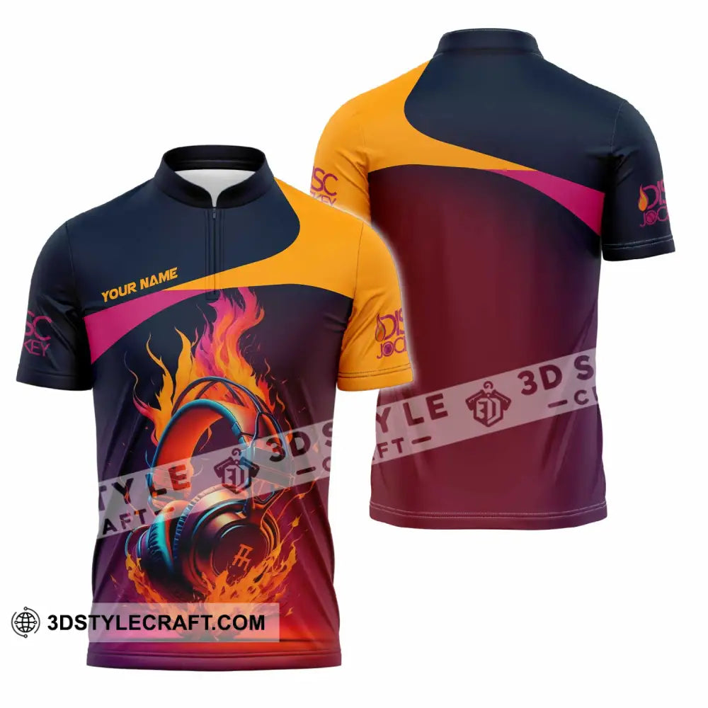 Unisex Shirt - Custom Text Disc Jockey Zipper Polo / S T-Shirt