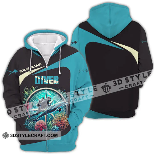 Unisex Shirt - Custom Text Shirt Diver style option 4