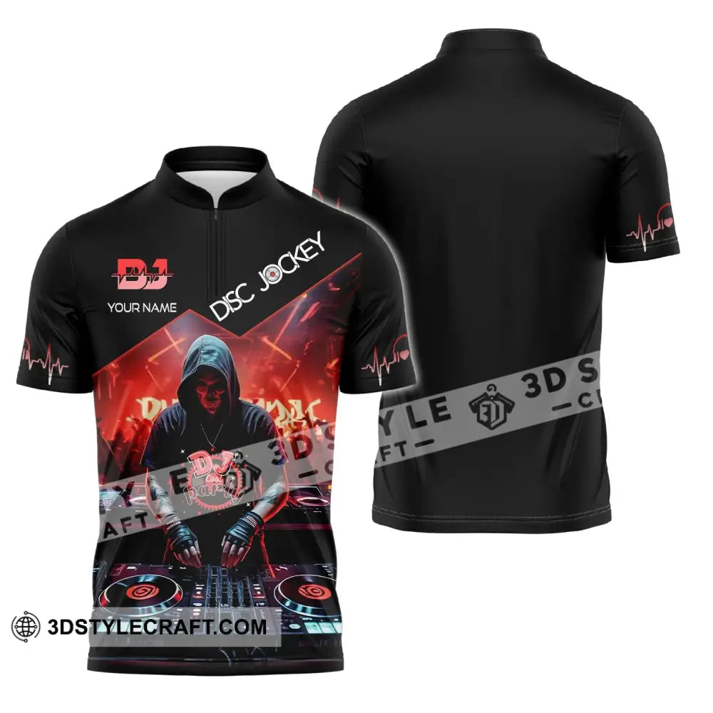 Unisex Shirt - Custom Text Dj Zipper Polo / S T-Shirt