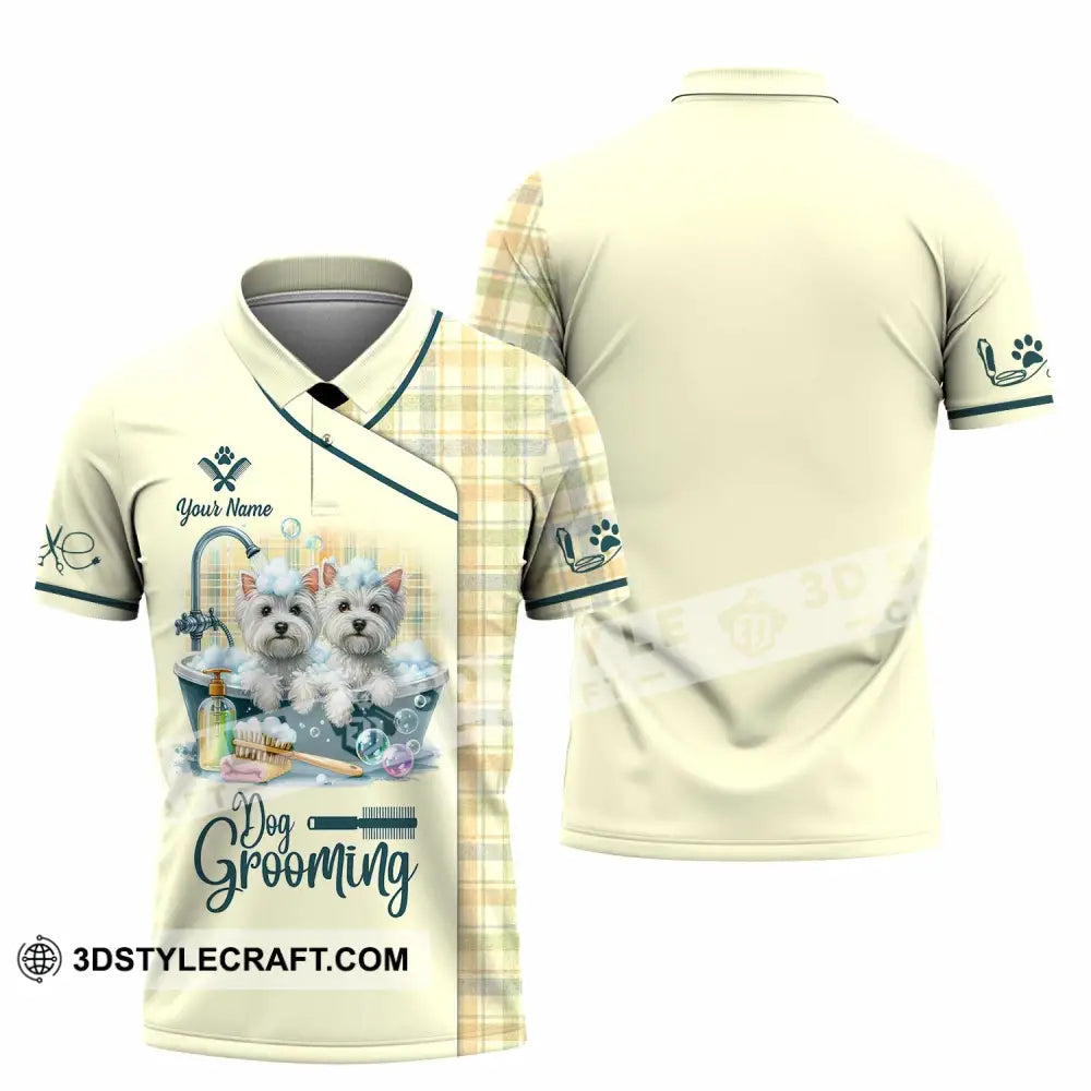 Unisex Shirt - Custom Text Shirt Dog Grooming Shirt Polo Shirt / S T-shirt