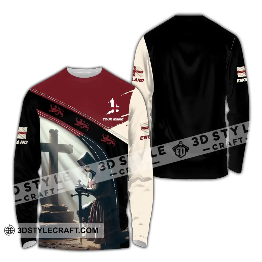 Unisex Shirt - Custom Text England Guardian Long Sleeve / S T-Shirt
