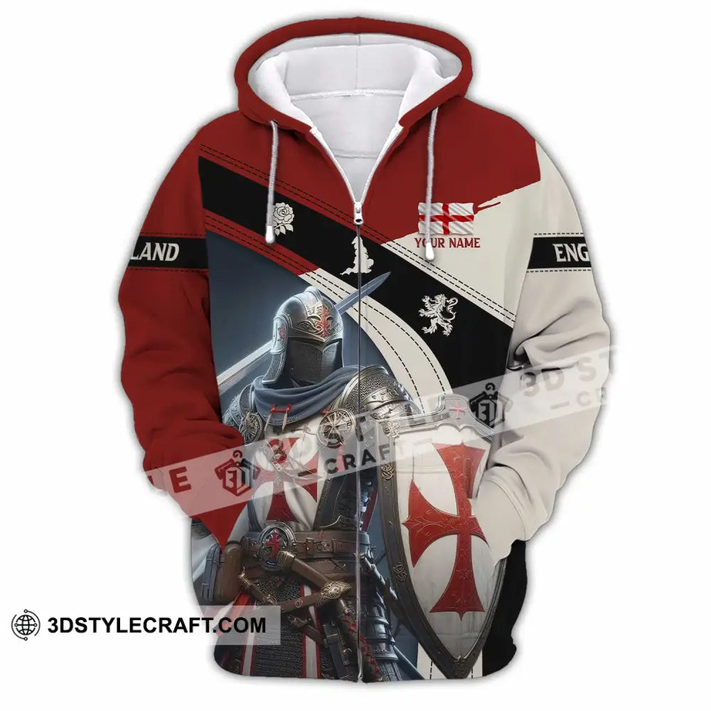 Unisex Shirt - Custom Text Shirt England Shirt Zipper Hoodie / S T-shirt