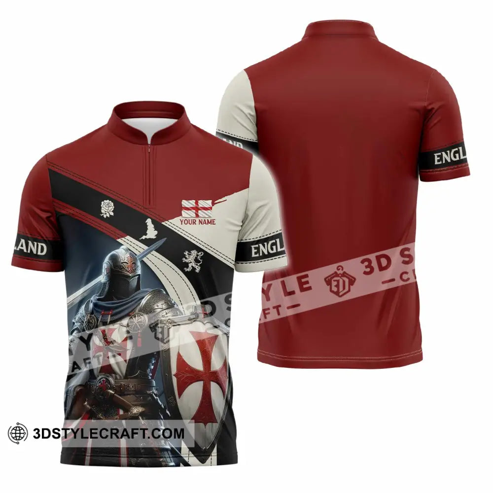Unisex Shirt - Custom Text Shirt England Shirt Zipper Polo Shirt / S T-shirt