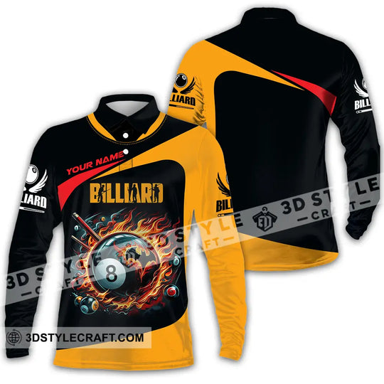 Unisex Shirt - Custom Text Fire Billiards Ball Player Sport Shirt style option 4
