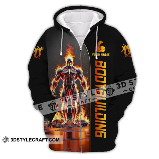 Unisex Shirt - Custom Text Shirt Fire Bowling Man style option 3