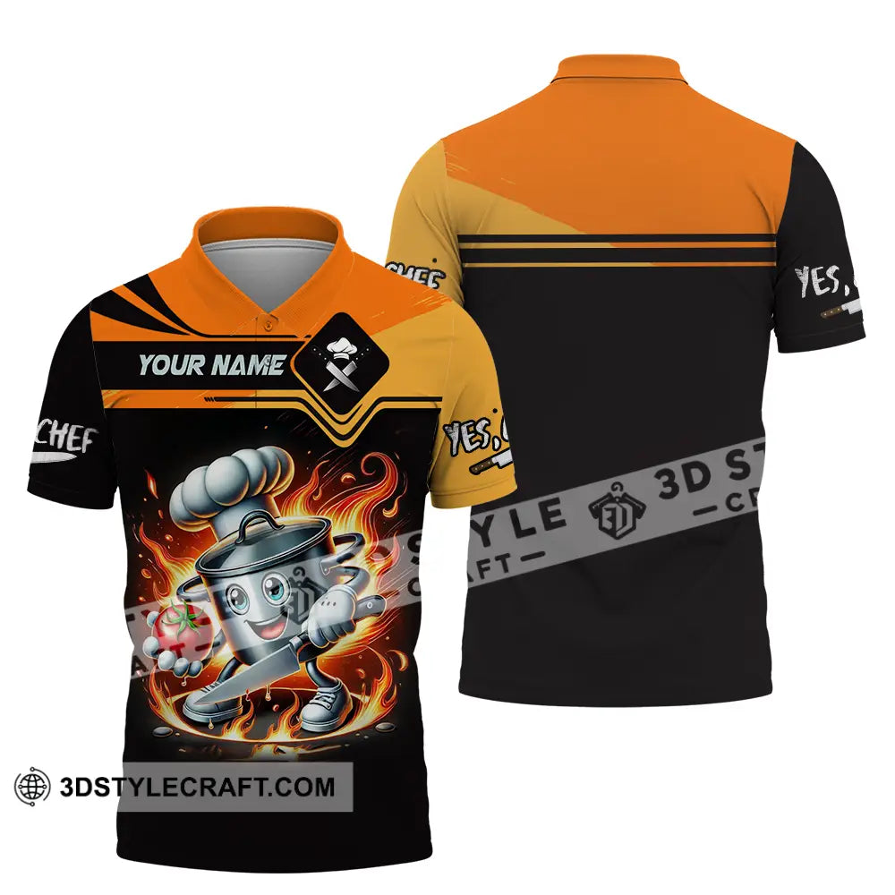 Unisex Shirt - Custom Text Fire Chef Polo / S T-Shirt