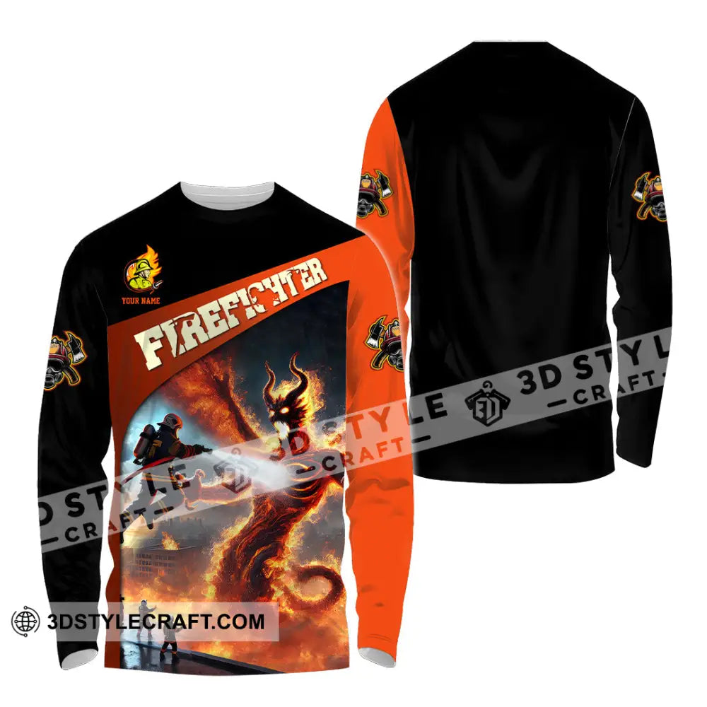 Unisex Shirt - Custom Text Shirt Fire Fighter Shirt Long Sleeve Shirt / S T-shirt