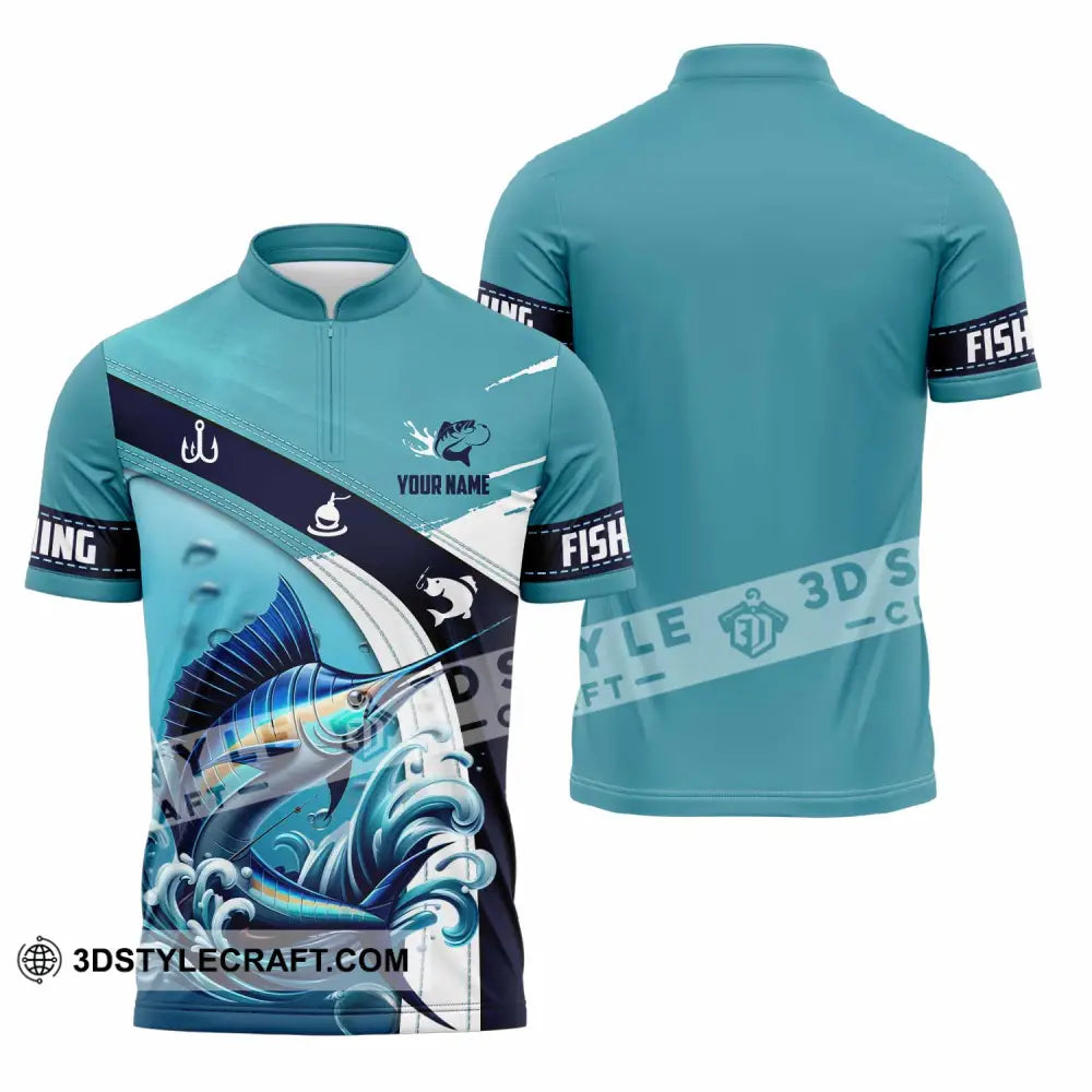 Unisex Shirt - Custom Text Shirt Fishing Lover Zipper Polo Shirt / S T-shirt