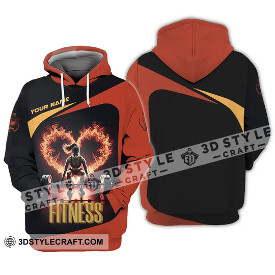 Unisex Shirt - Custom Text Shirt Fitness Fire Heart style option 4