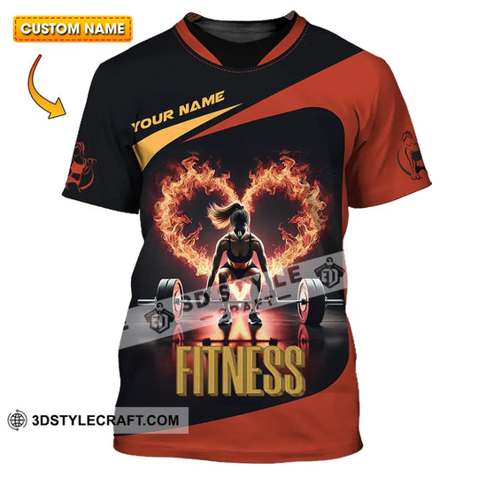 Unisex Shirt - Custom Text Shirt Fitness Fire Heart style option 1