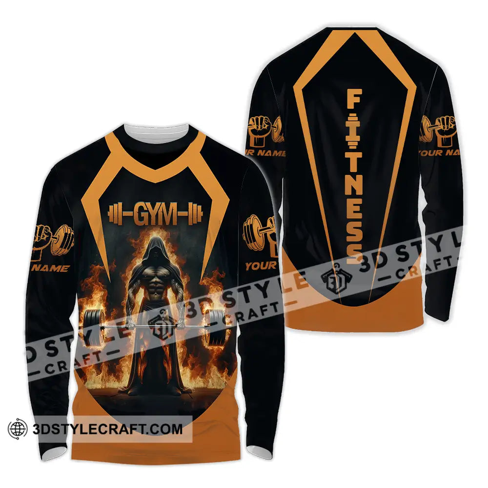 Unisex Shirt - Custom Text Fitness Long Sleeve / S T-Shirt