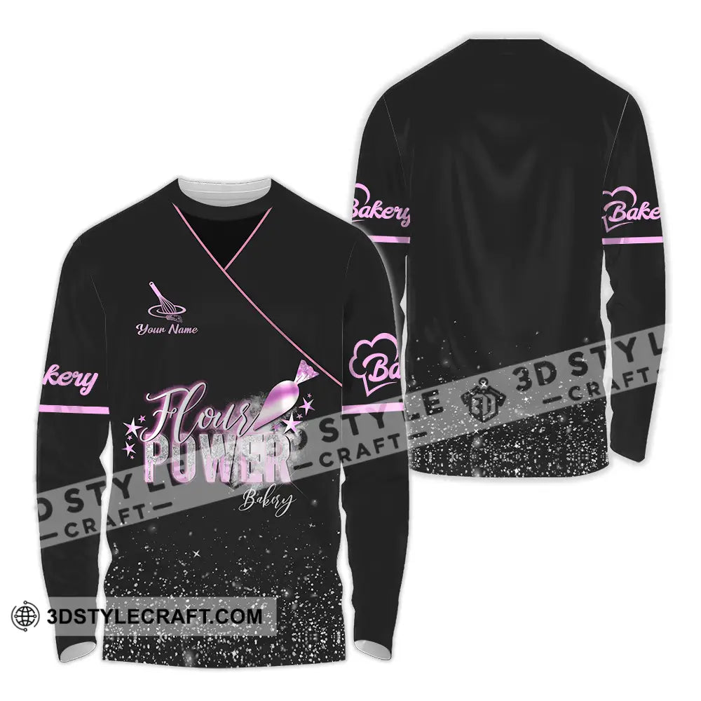 Unisex Shirt - Custom Text Shirt Flour Power Bakery Long Sleeve Shirt / S T-shirt