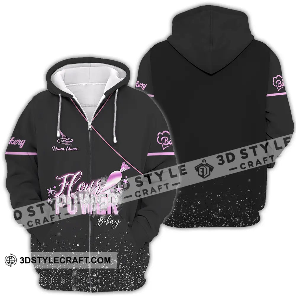 Unisex Shirt - Custom Text Shirt Flour Power Bakery Zipper Hoodie / S T-shirt