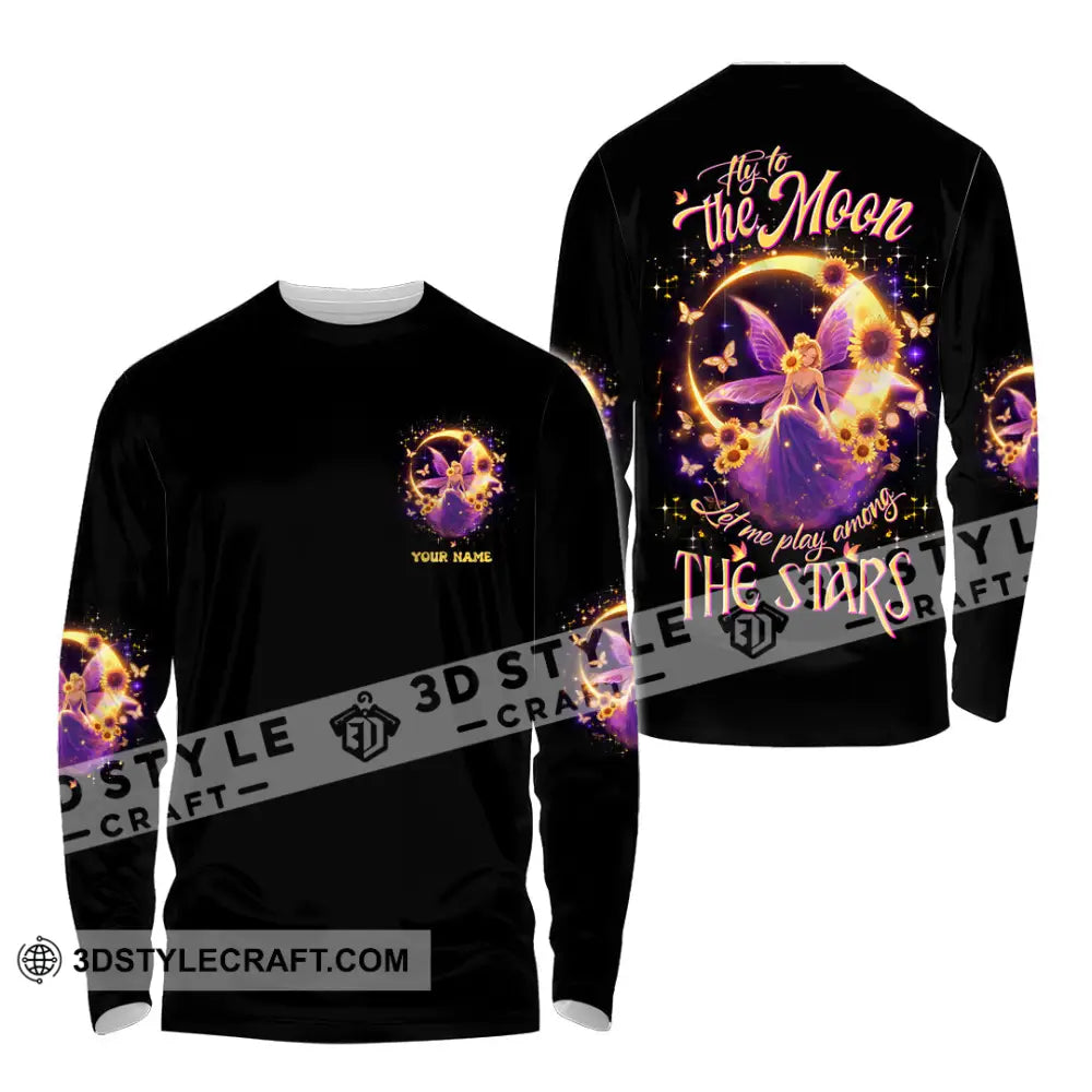Unisex Shirt - Custom Text Shirt Fly To The Moon Let Me Play Among The Stars Hippie Shirt Long Sleeve Shirt / S T-shirt