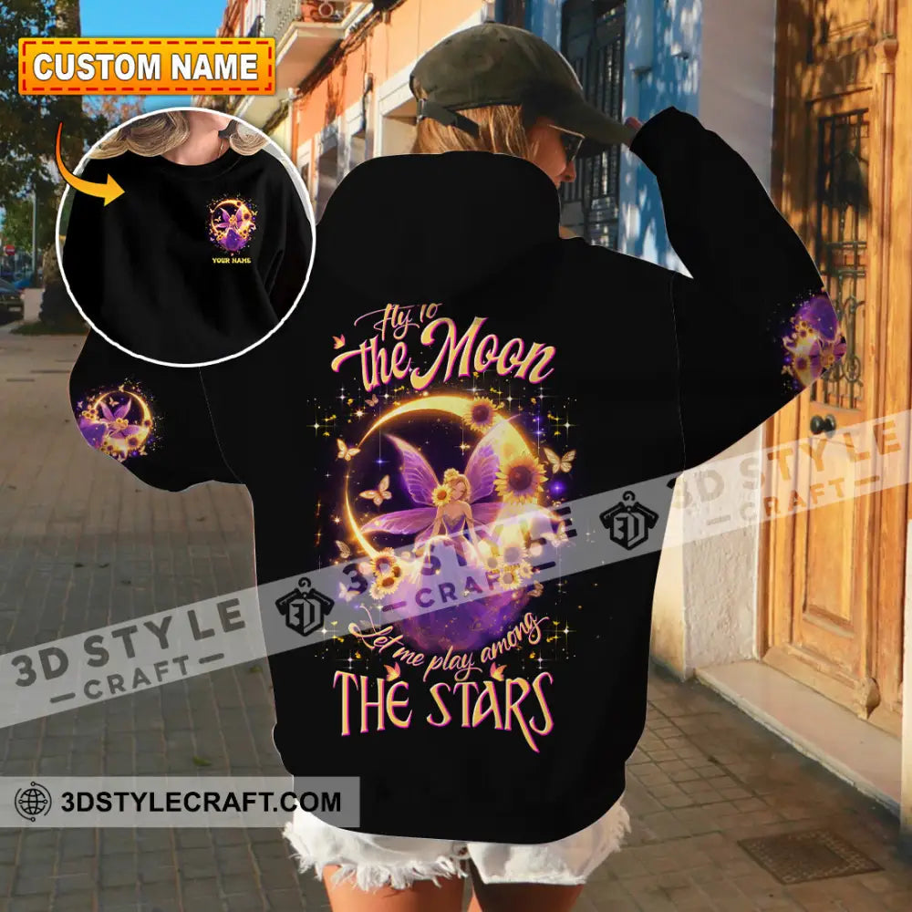 Unisex Shirt - Custom Text Shirt Fly To The Moon Let Me Play Among The Stars Hippie Shirt T-shirt