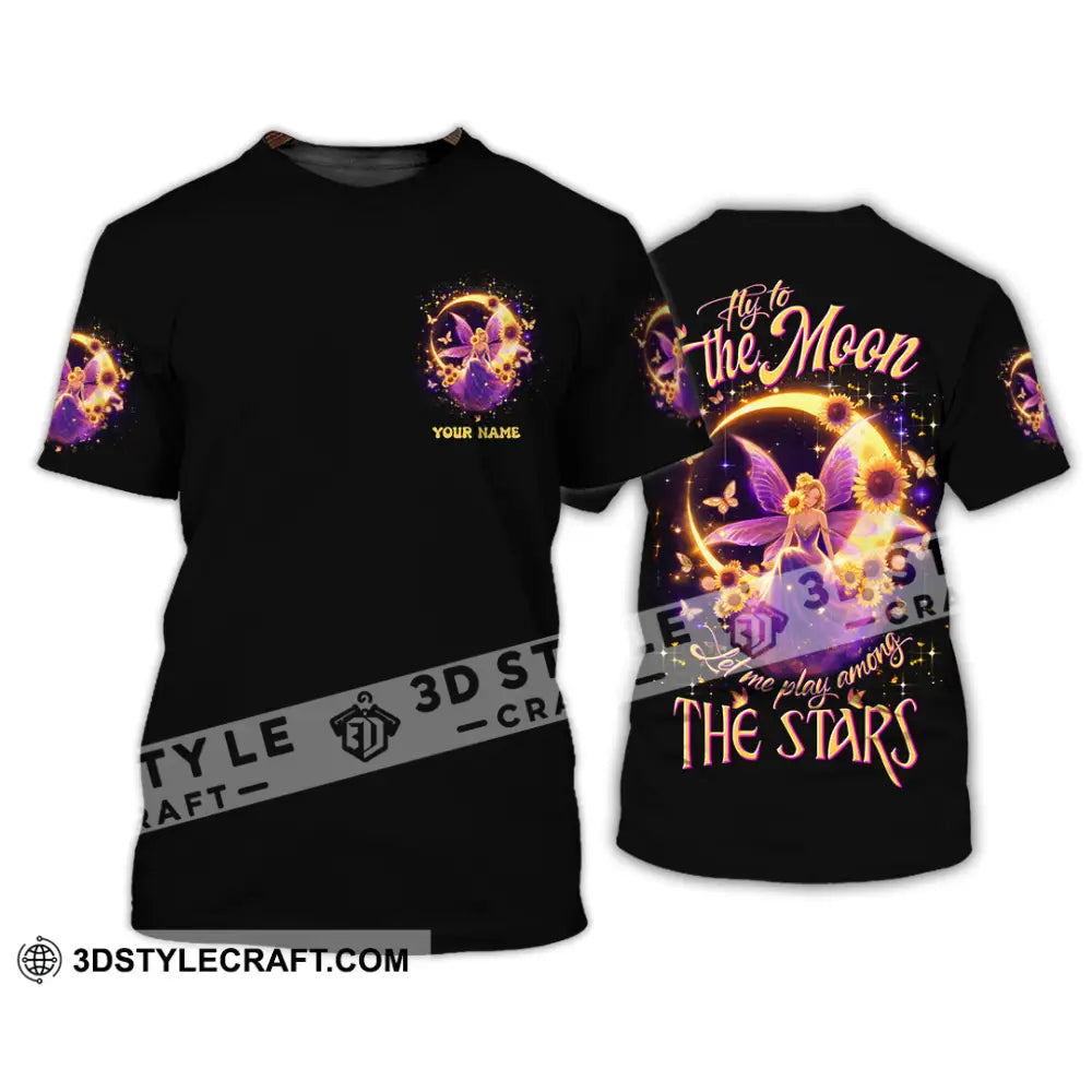 Unisex Shirt - Custom Text Shirt Fly To The Moon Let Me Play Among The Stars Hippie Shirt T-Shirt / S T-shirt