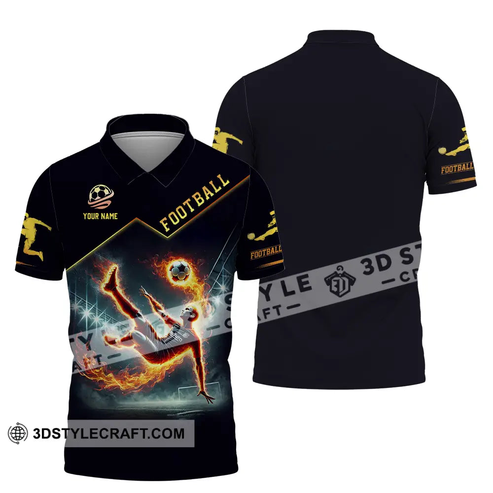 Unisex Shirt - Custom Text Football Fire Man Polo / S T-Shirt