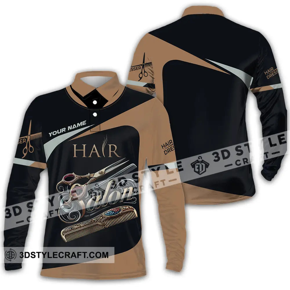 Unisex Shirt - Custom Text Shirt For Hair Salon Long Sleeve Polo / S T-shirt