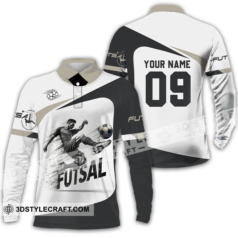 Unisex Shirt - Custom Text Futsal Long Sleeve Polo / S T-Shirt