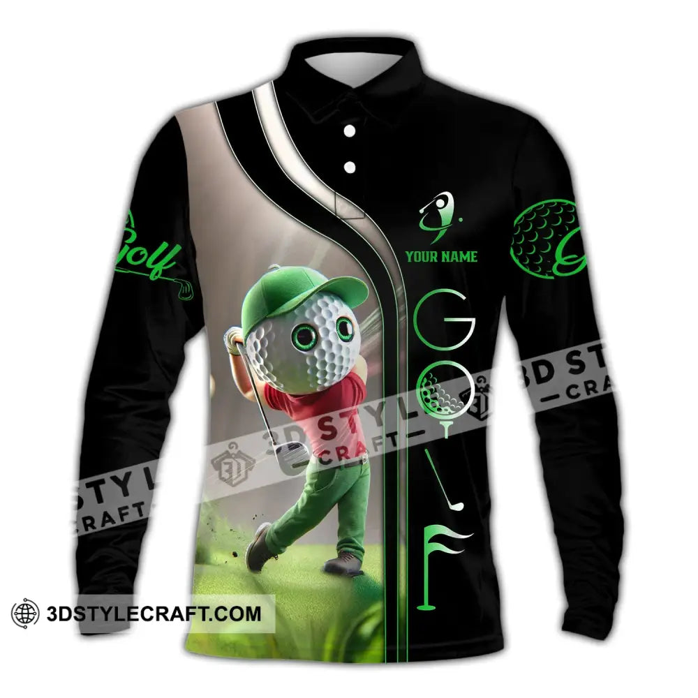 Unisex Shirt - Custom Text Golf Man Long Sleeve Polo / S T-Shirt