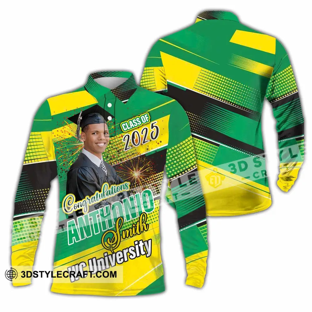 Unisex Shirt - Custom Text Shirt Graduation Shirt Long Sleeve Polo / S T-shirt