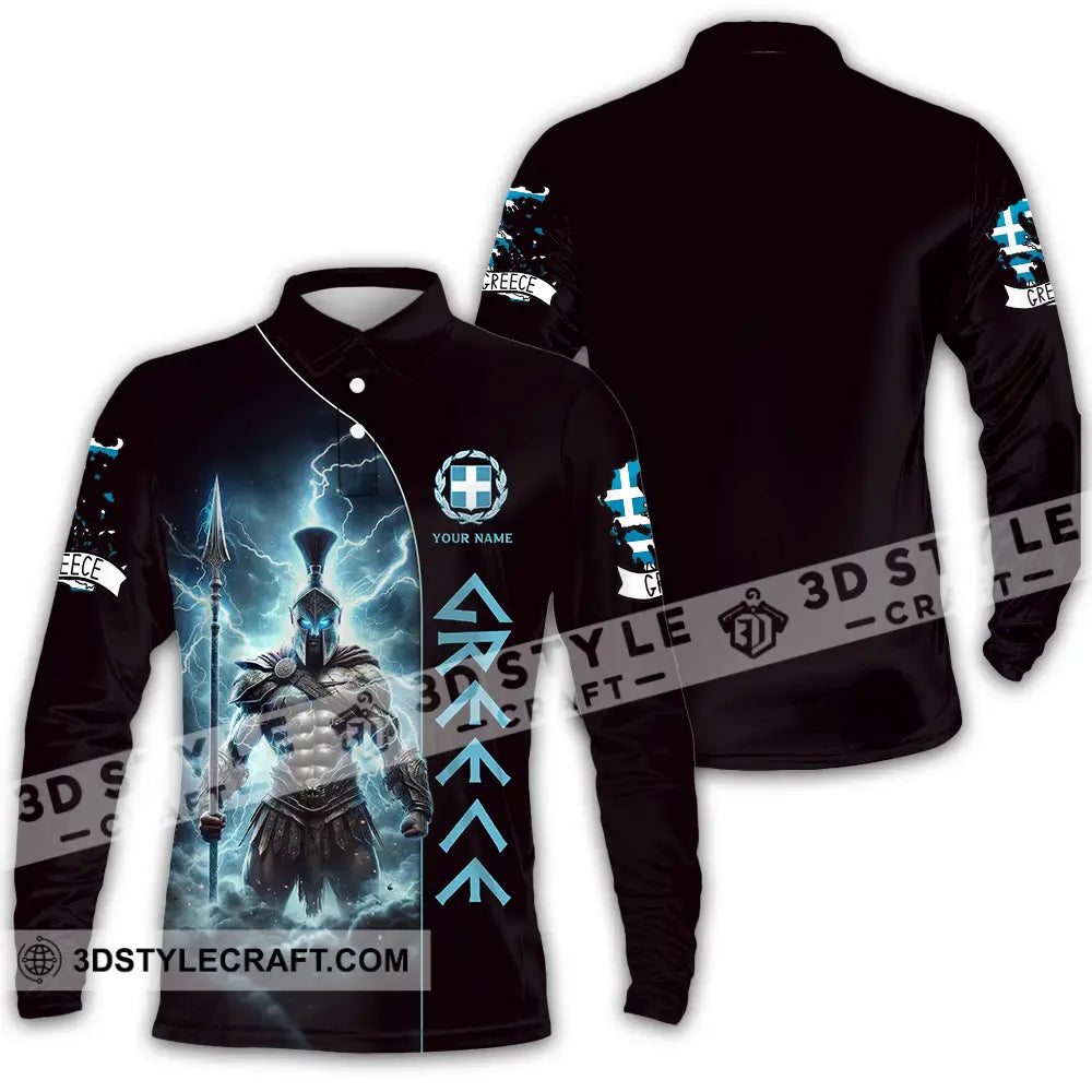 Unisex Shirt - Custom Text Greece Long Sleeve Polo / S T-Shirt