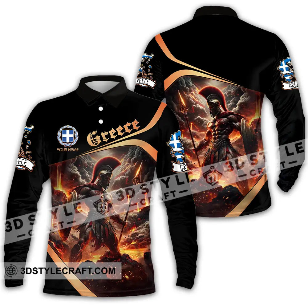 Unisex Shirt - Custom Text Greece Long Sleeve Polo / S T-Shirt