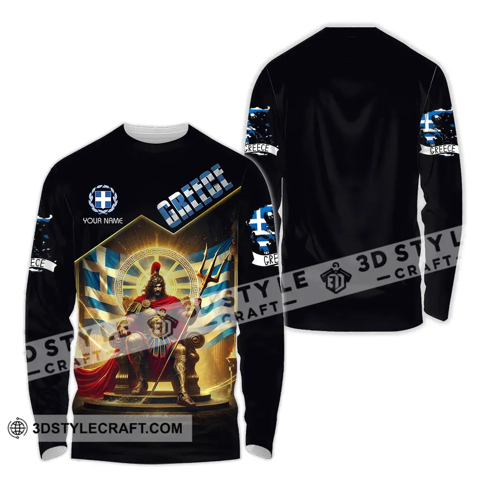 Unisex Shirt - Custom Text Greece Long Sleeve / S T-Shirt