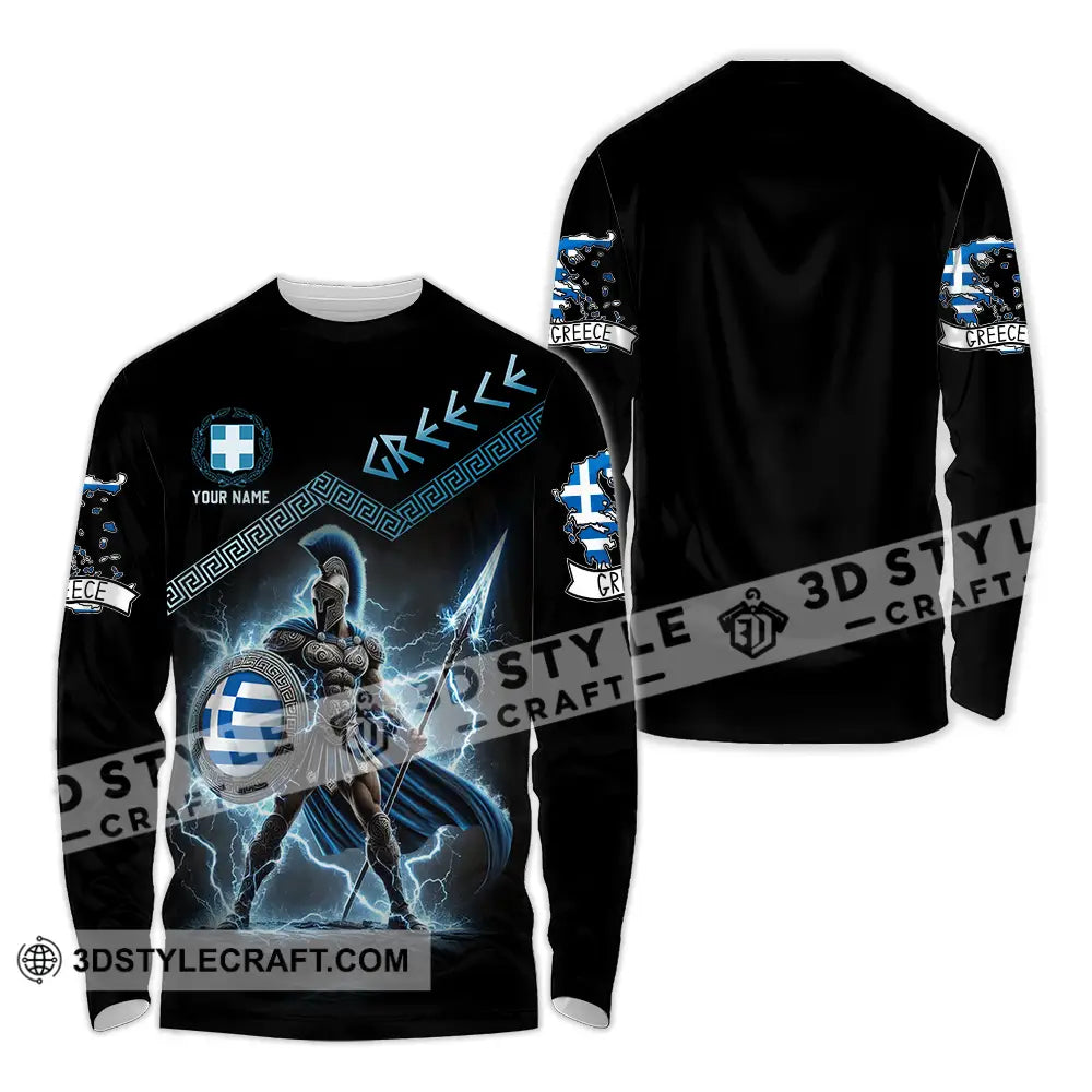 Unisex Shirt - Custom Text Greece Long Sleeve / S T-Shirt