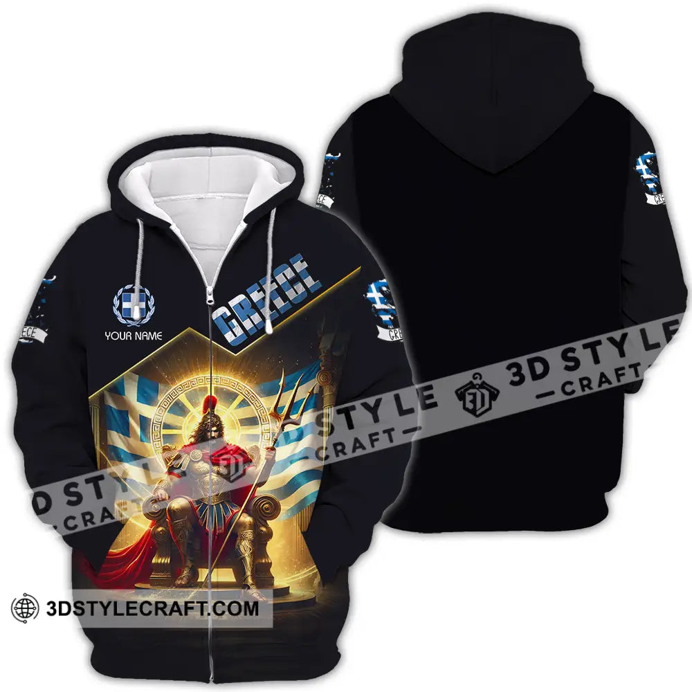 Unisex Shirt - Custom Text Greece Zipper Hoodie / S T-Shirt