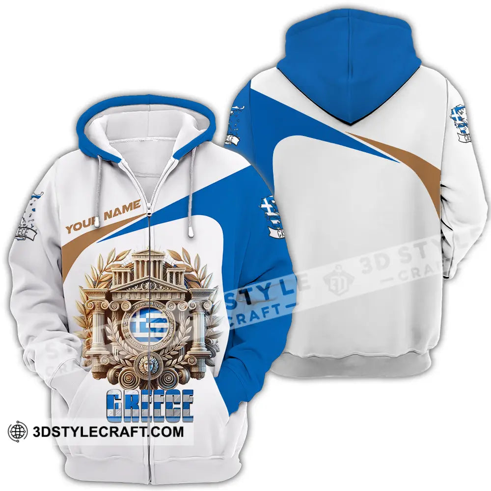 Unisex Shirt - Custom Text Greece Zipper Hoodie / S T-Shirt