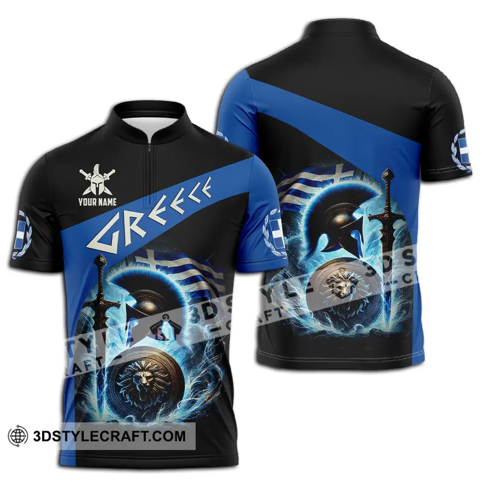 Unisex Shirt - Custom Text Greece Zipper Polo / S T-Shirt
