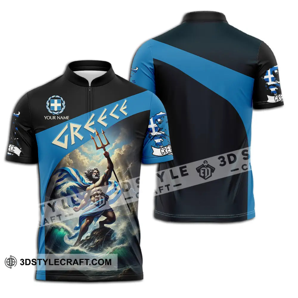 Unisex Shirt - Custom Text Greece Zipper Polo / S T-Shirt