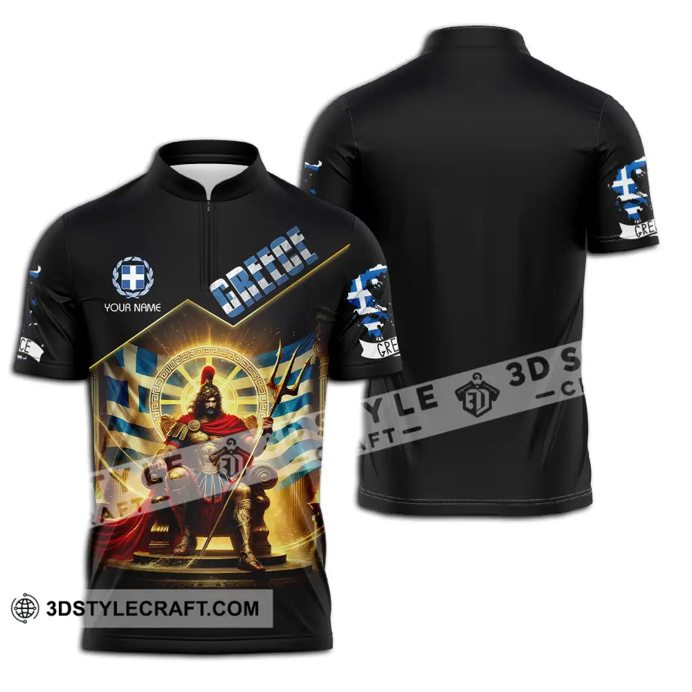 Unisex Shirt - Custom Text Greece Zipper Polo / S T-Shirt