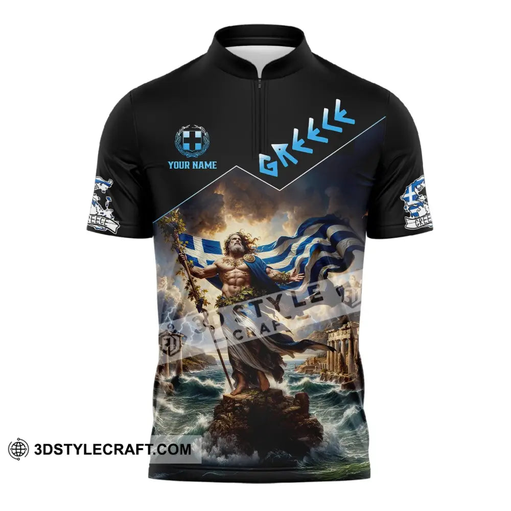 Unisex Shirt - Custom Text Greece Zipper Polo / S T-Shirt