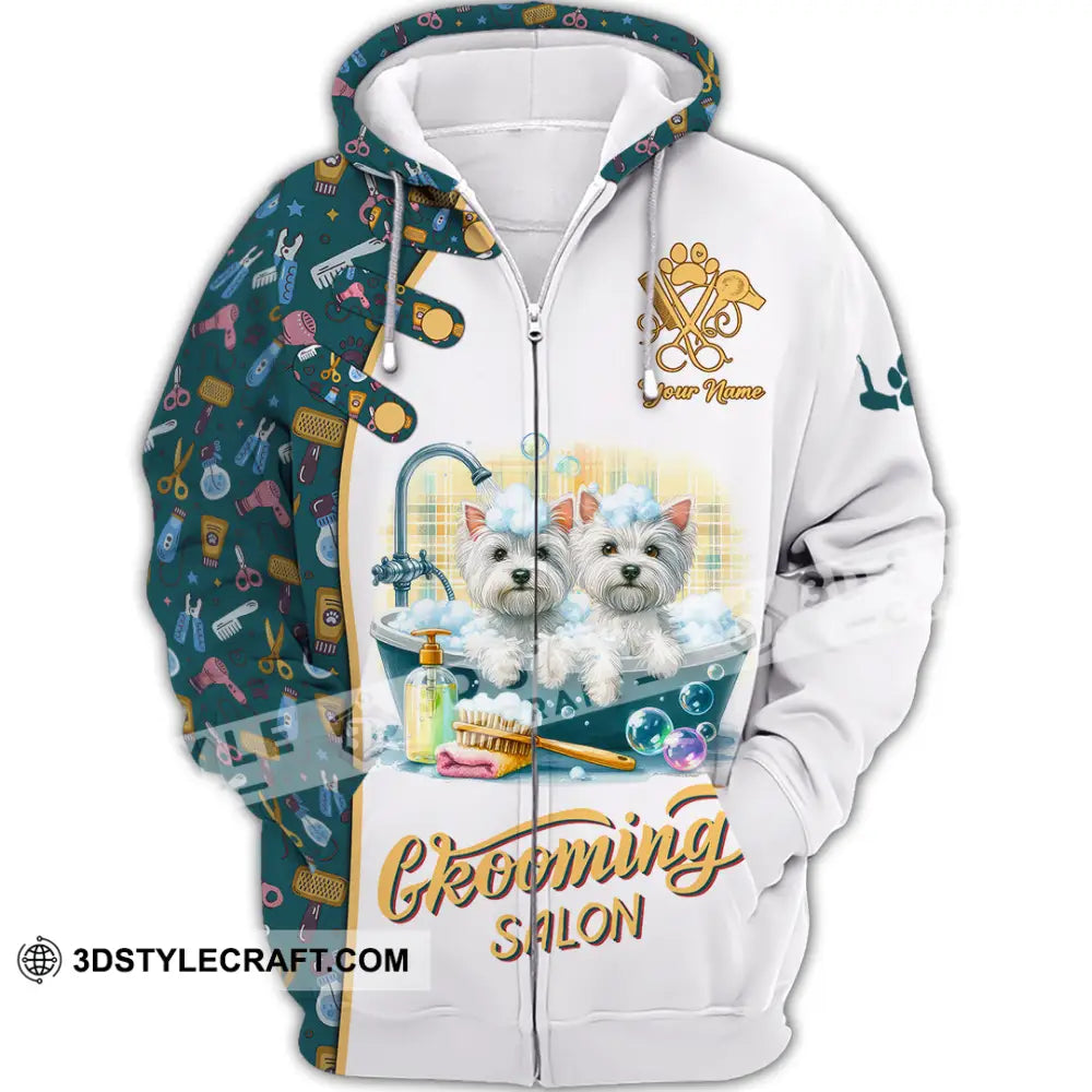 Unisex Shirt - Custom Text Shirt Groom Salon Shirt Zipper Hoodie / S T-shirt