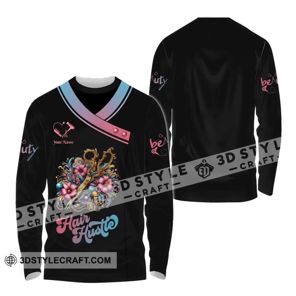 Unisex Shirt - Custom Text Hair Hustle Shirt Long Sleeve Shirt / S T-shirt