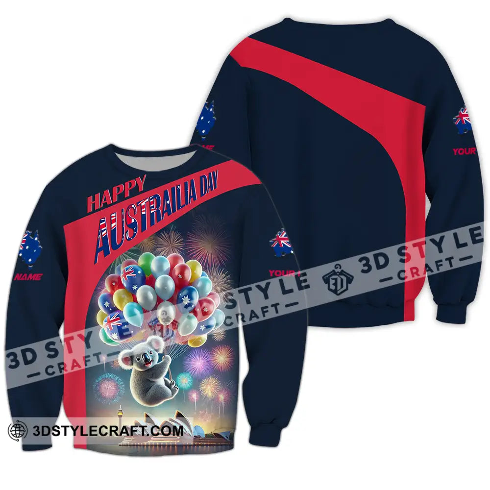 Unisex Shirt - Custom Text Happy Australia Day Long Sleeve / S T-Shirt