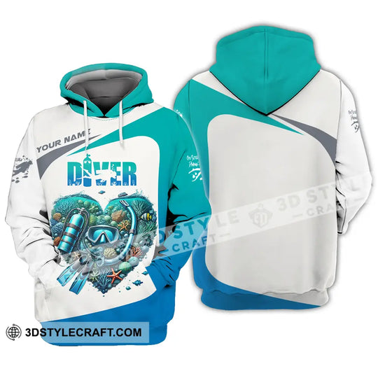 Unisex Shirt - Custom Text Shirt Heart Of Diver style option 3