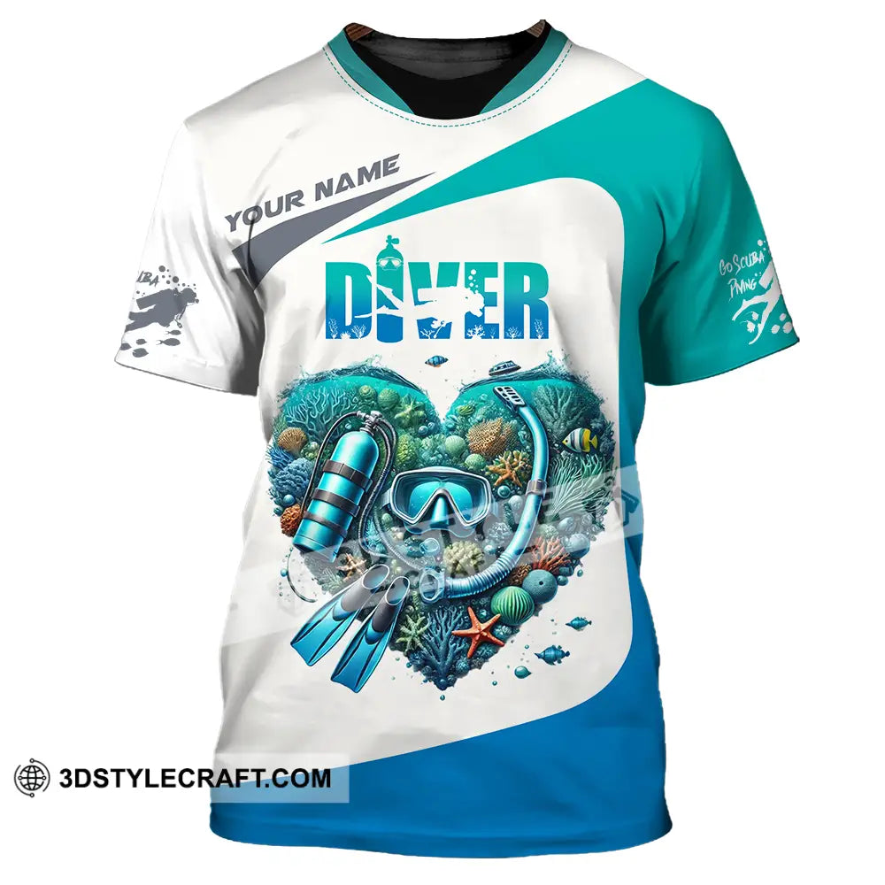 Unisex Shirt - Custom Text Heart Of Diver T-Shirt / S T-Shirt